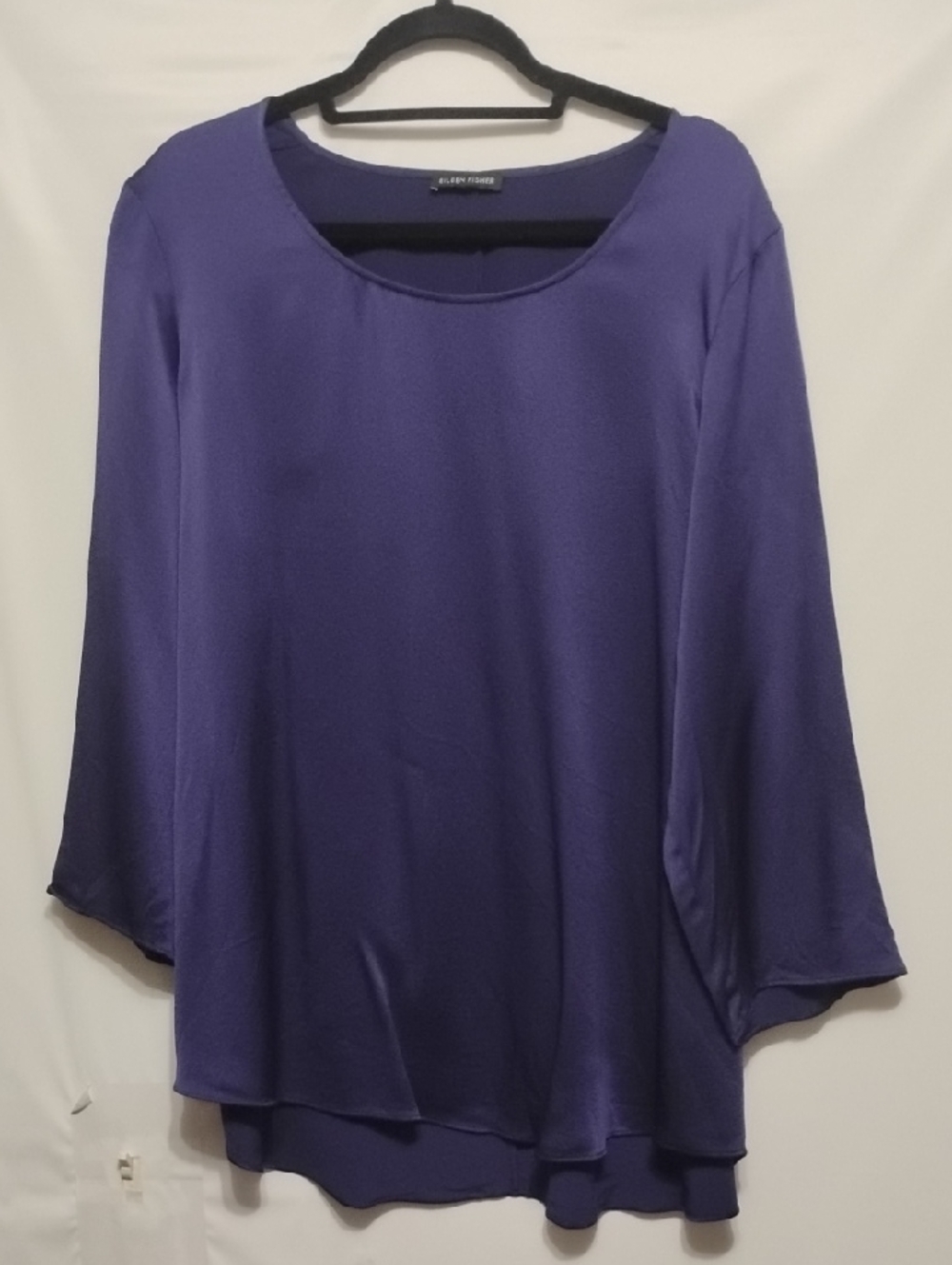Eileen Fisher Silk Deep‎ Purple Scoop Neck Layered Highh /Low Hem Tunic